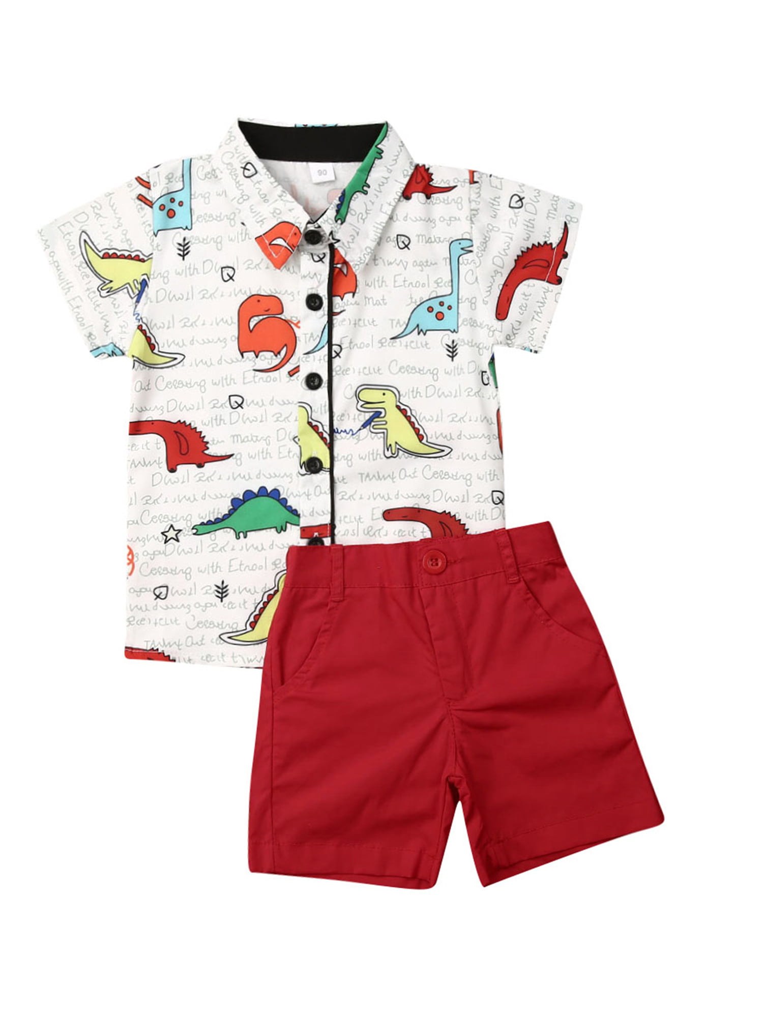 Toddler Baby Boy Short Sleeve Button Down Shirt & Shorts Set 2T 3T 4T 5T 6T Outfits Summer Clothes 