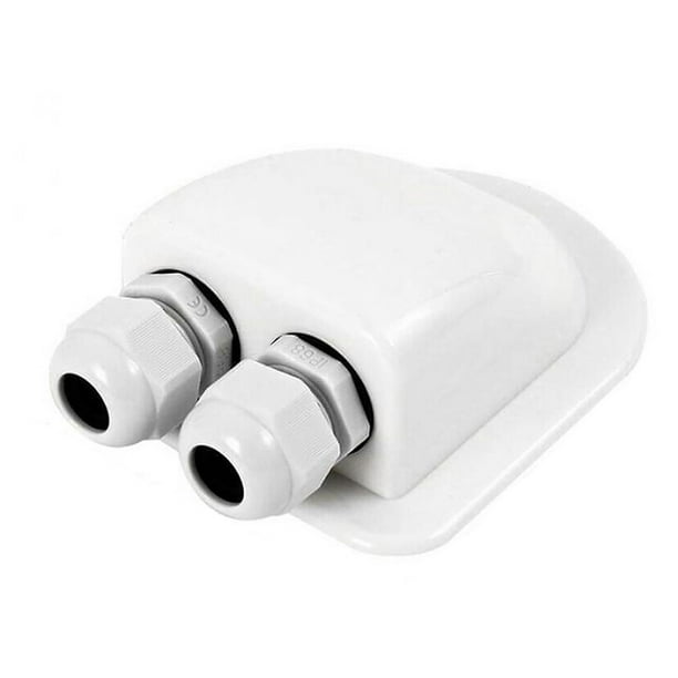 Riwesomey Glándula de entrada de cable doble del panel solar Conector de caja de plástico RV Barco Camper Autocaravana Piezas de sellado Accesorios Type3 NO3 Riwesomey VI015415-02B