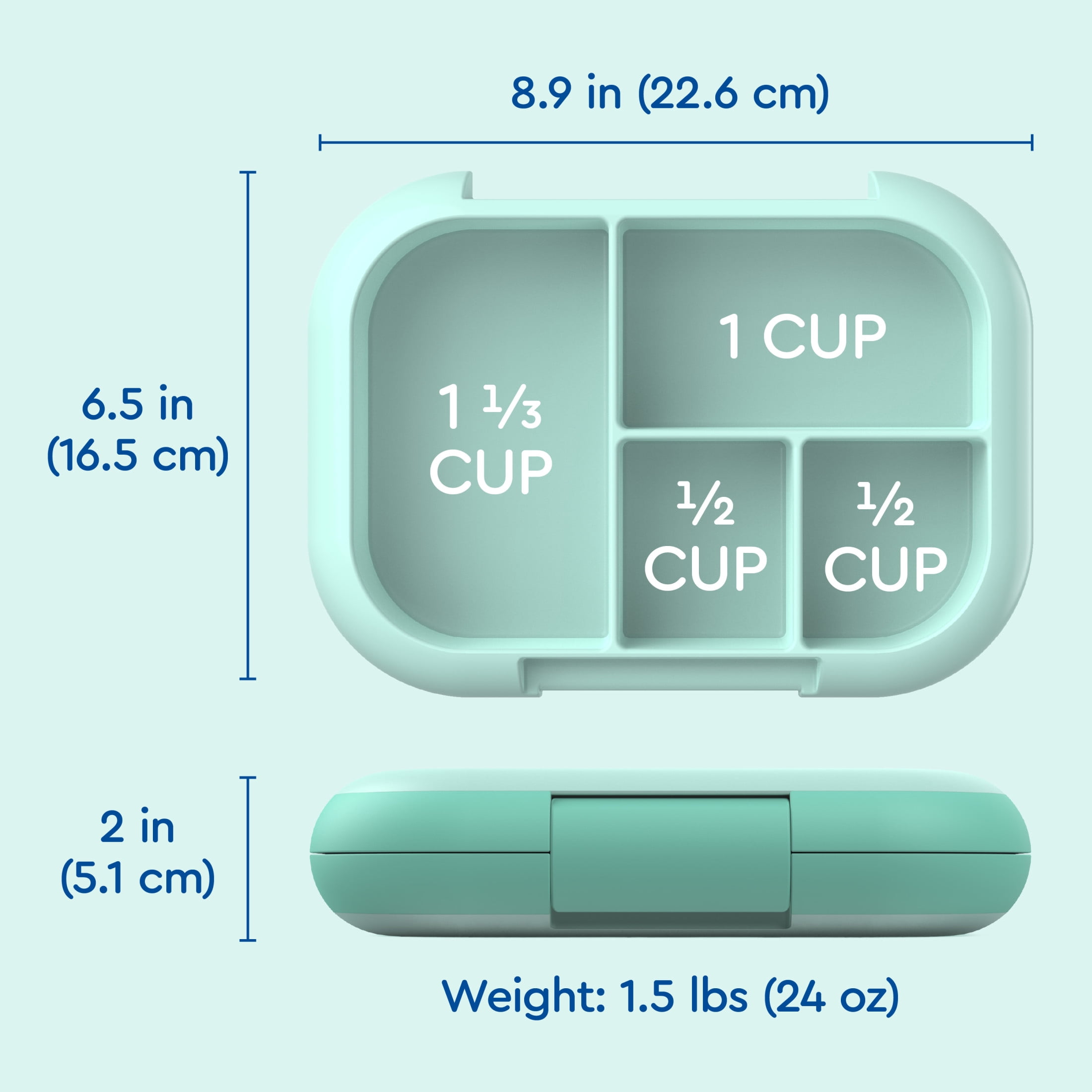 Bentgo Chill Kids Leak-Proof Lunch Box - 4-Compartment Bento Box with Built-In Ice Pack, 3.3 Cup Capacity, PFAS & BPA-Free, Microwave & Dishwasher Safe, Ideal Size for Ages 3 to 7 (Aqua)