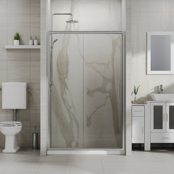 Kaisneo Silver Tempered 48 in x 72 in 0.2 in Thick Sliding Shower Door