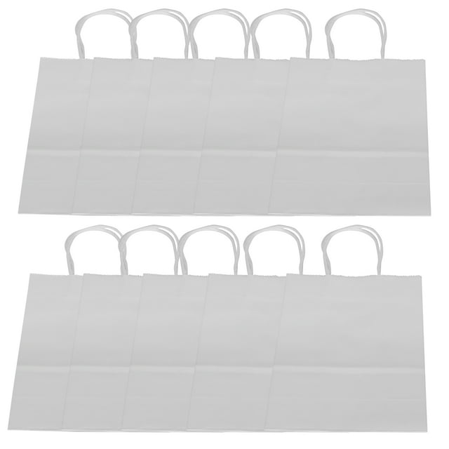 10 Uds bolsa de papel Kraft portátil embalaje bolsa de regalo accesorio para compras fiestas de cumpleaños 15 x 8 x 21 cm blanco