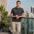 thumbnail image 4 of AZoiNM Men's Relaxed Fit Short Sleeve Polo Shirt, Casual Solid Performance Golf Polo with Seam Details, 4 of 12