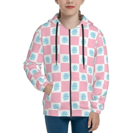 

Hoodies for Teen Girls Boys Checkerboard With Snowflake Long Sleeve Youth Kids Essentials Zip Up Hoodie Lghtweight Fashion Hoodies & Sweatshirts Jacket Fall Winter Outfits Tops