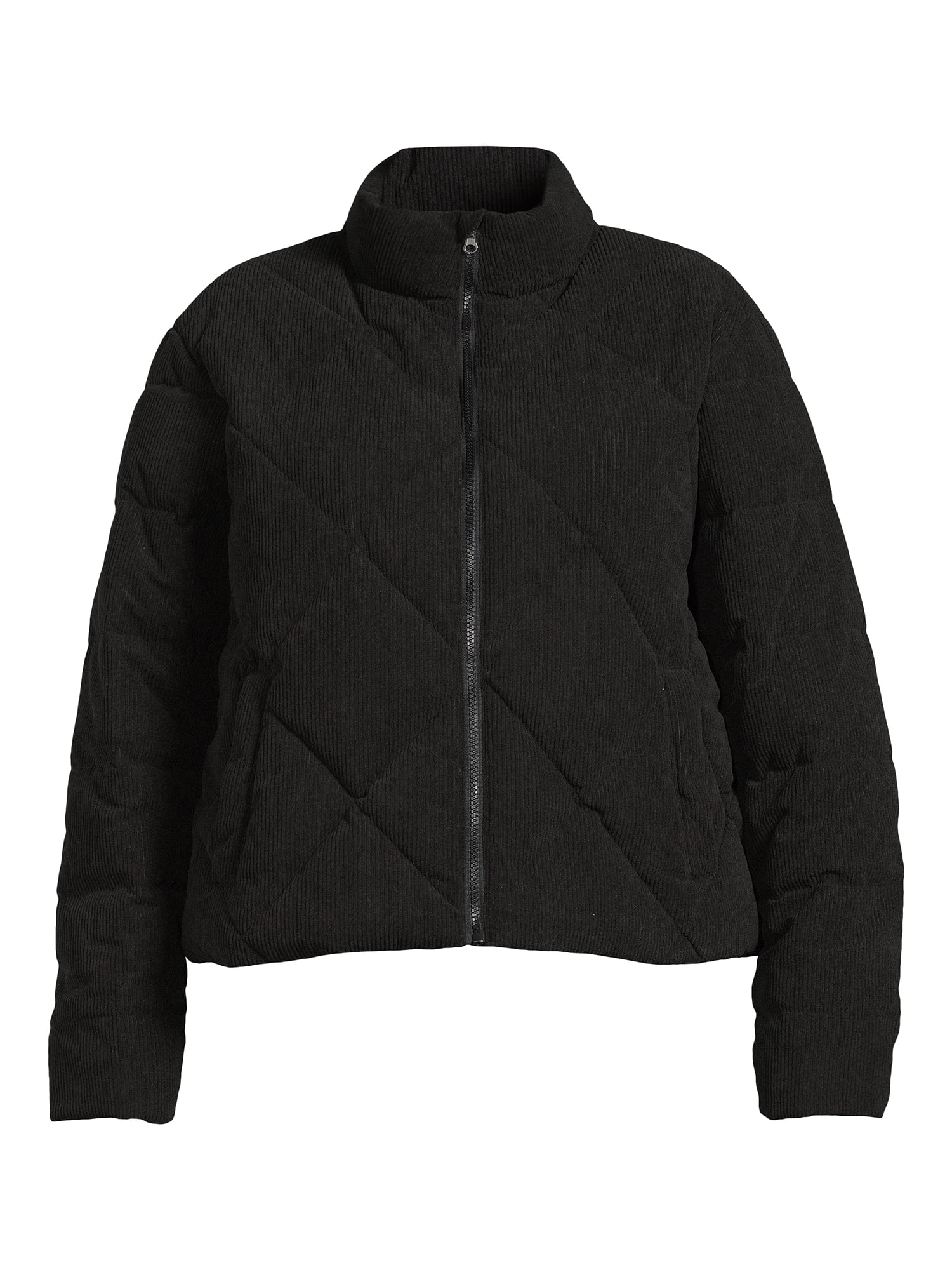 Time and Tru Women's Short Corduroy Puffer Jacket, Sizes XS-3X