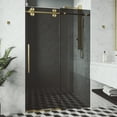 thumbnail image 6 of VIGO Elan 56 to 60 in. W x 74 in. H Sliding Frameless Shower Door in Matte Brushed Gold with 3/8 in. (10mm) Black Tint Glass, 6 of 13