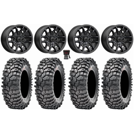 MSA Fang 15 Wheels Black (+38mm) 32 Roxxzilla 396 Tires Kawasaki Mule Pro FXT