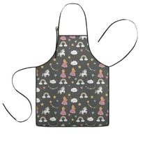 Dark Gray Princess Unicorn Cloud Pattern Kids Aprons for Girls and Boys,Adjustable Neck Strap Toddler Aprons for Kids Cooking Baking