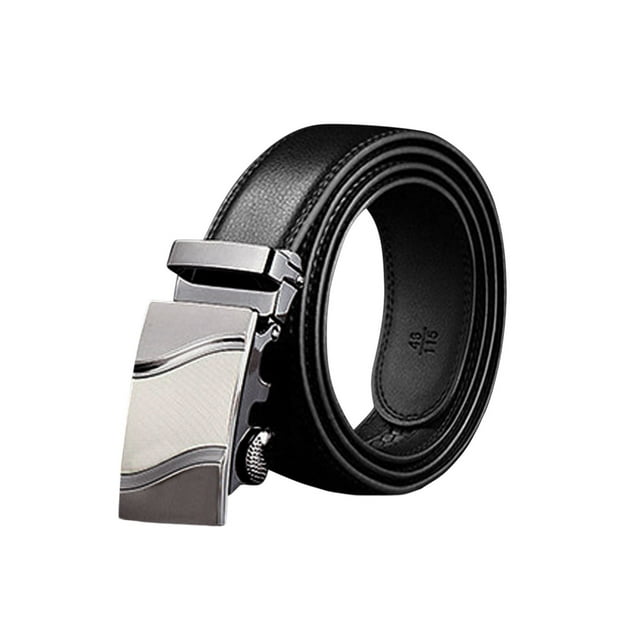 Unique Bargains Men's Holeless Automatic Buckle PU Leather Ratchet Belt