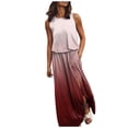 thumbnail image 1 of B91xZ Robe Maxi Taille Haute Sans Manches Col Rond à Volants Ligne A Fluide pour Invité de Mariage, Rouge P, 1 of 5