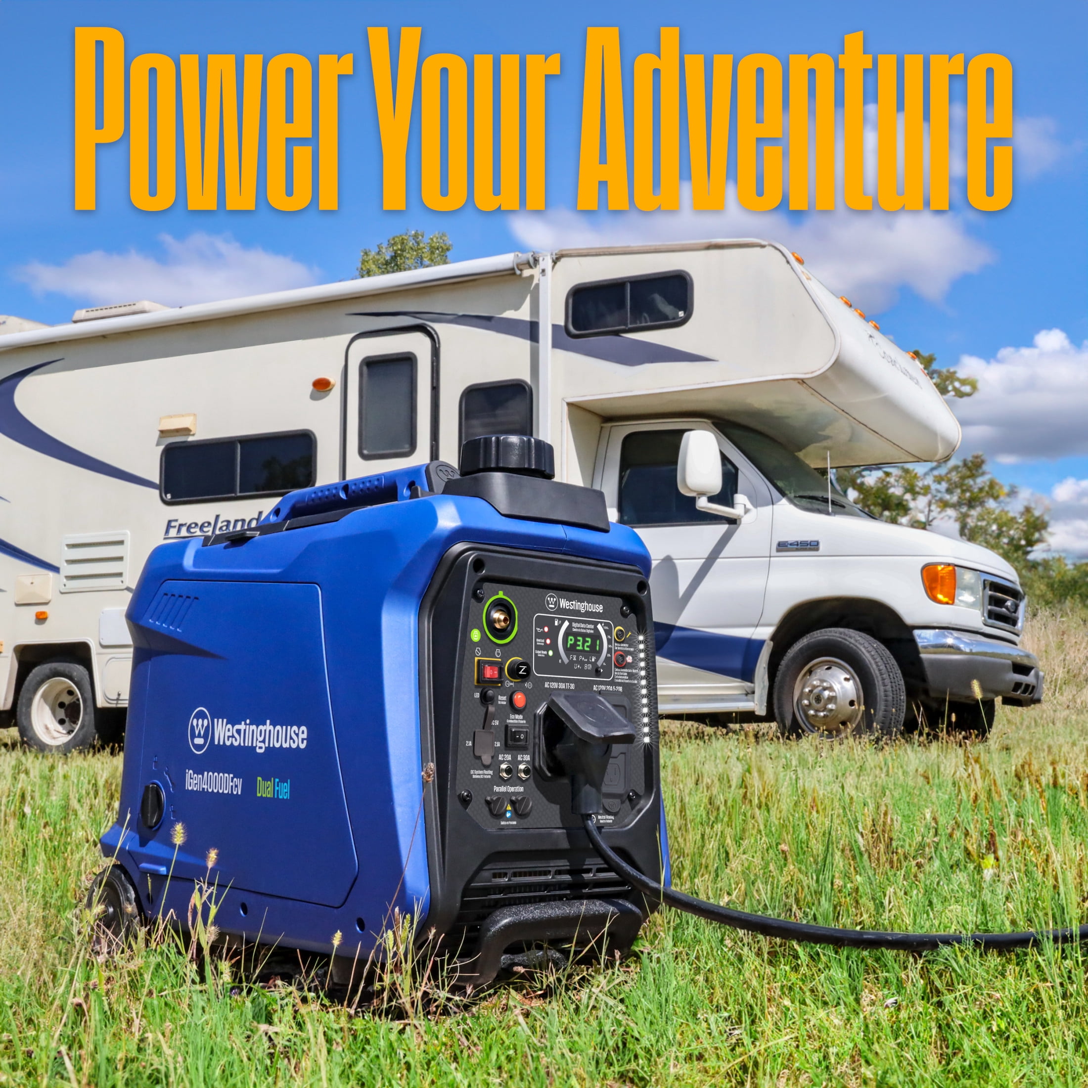 Westinghouse 4000 Peak Watt Dual Fuel Portable Inverter Generator, Recoil Start & CO Sensor