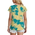 thumbnail image 4 of TKLPEHG Womens Tunic Tops Short Sleeve Crew Neck Tunic Tops Comfy Loose Summer Fashion Tie Dyed Print Graphic Tee Casual Outfits (Yellow,XL), 4 of 6