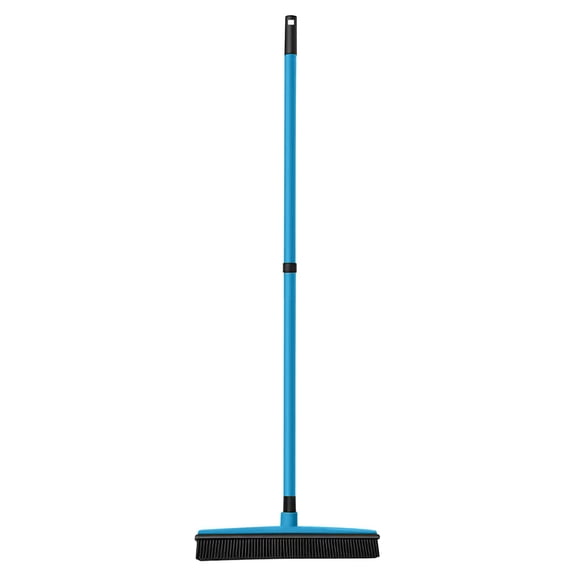 Pet Hair Sweeper, Rubber Broom Pet Hair Lint Removal Device ，Pet Hair Rubber Broom ，Soft Silicone Bristle Broom with Long Handle,for Carpet Tile Hardwood Linoleum
