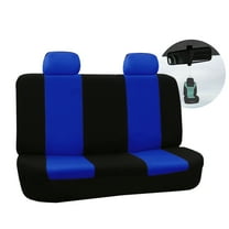 FH Group Flat Cloth Car Seat Cover, Universal Blue Rear Set Seat Covers with Air Freshener