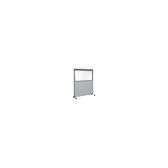 60-1/4"W x 100-1/2"H Deluxe Mobile Office Partition Panel with Partial Window, Gray