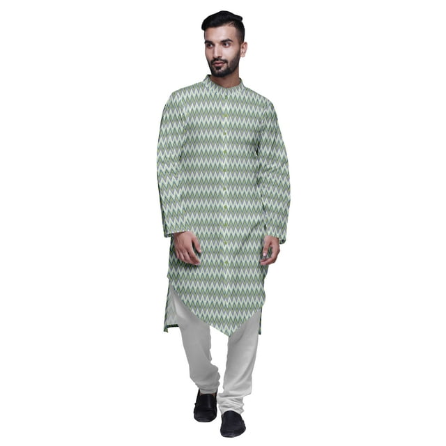 Atasi Kurta à Manches Longues Imprimé avec Ensemble de Pyjama pour Hommes Vêtements d'Été
