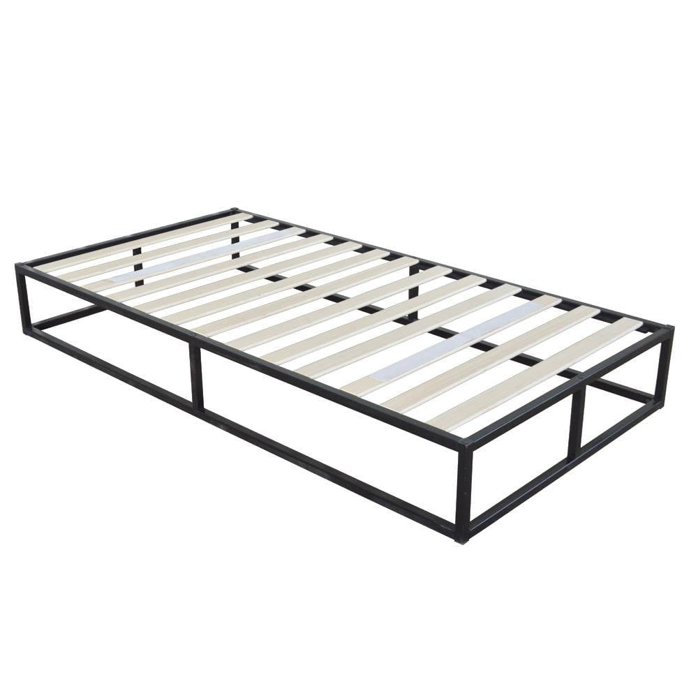 Zimtown Twin Size Metal Platform Bed Frame Wood Slat Mattress