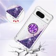 thumbnail image 5 of for Google Pixel 8 Luxury Glitter Case for Women Girls, Sparkle Flowing Clear Quicksand Soft TPU Liquid Case Cover with Bling Diamond Ring for Pixel 8 -Purple, 5 of 14