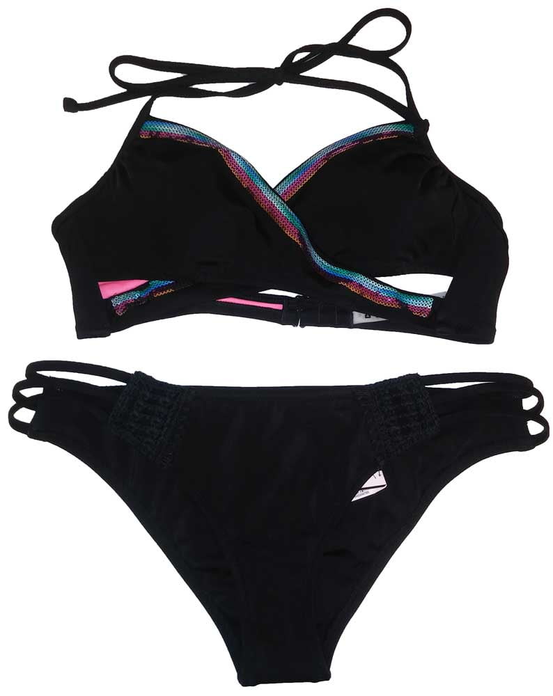 Victoria's Secret 2 Piece Swimsuit Bikini Set Black/Multi Sequin