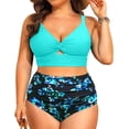 thumbnail image 1 of Traje de baño Daci, talla grande, 2 piezas, bikini de cintura alta 2025 Aqua, 1 of 5