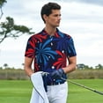 thumbnail image 3 of Yiaed Red White Blue FireworksPrint Men's Short Sleeve Polo Shirt,Golf Polo for Men Three-Button Golf Shirt Athletic Casual Collared T-Shirt- XX-Large, 3 of 7