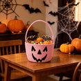 thumbnail image 3 of Halloween Basket Ghost Face Storage Basket with Spider and Bat Prints, Durable Polyester Candy Tote, Ideal for Holiday Decor and Everyday Use by OVFUIZ, 3 of 5