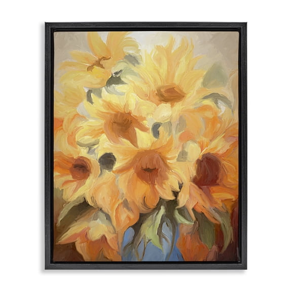 Stupell Industries French Country Traditional Yellow Blooms Black Floating Frame Canvas Art, 17 x 21, by Ramona Murdock