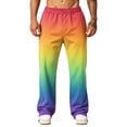 thumbnail image 5 of LTTVQM Mens Loose Fit Gradient Trousers Daily Wear Ombre Fade Loose Relaxed Fit Drawstring Waist Outdoor Beach Camping Trousers Multicolor M, 5 of 7