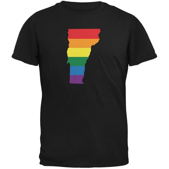 Vermont LGBT Gay Pride Rainbow Black Adult T-Shirt - Medium