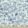 thumbnail image 2 of Ambesonne Watercolor Fabric by the Yard Upholstery, Long Branches Flowers, 1 Yard, Blue White and Ceil Blue, 2 of 5