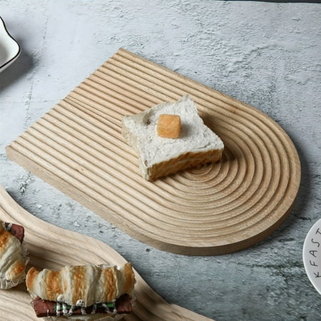 

RELAX DREAM Decorative Wood Serving Board Wood Decorative Cutting Board Durable Arch Wood Tray Cutting Board Sturdy Rainbow and Water Wave Shape Wood Serving Tray for Kitchen
