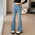 thumbnail image 6 of Ketyyh-chn99 Girls Jeans Wide Leg Cute Baggy Teen Denim Pants Toddler Girl's Ripped Straight Leg Crop Jeans Waist Denim Pants with Pockets Size for 3-4 Years,Blue, 6 of 8
