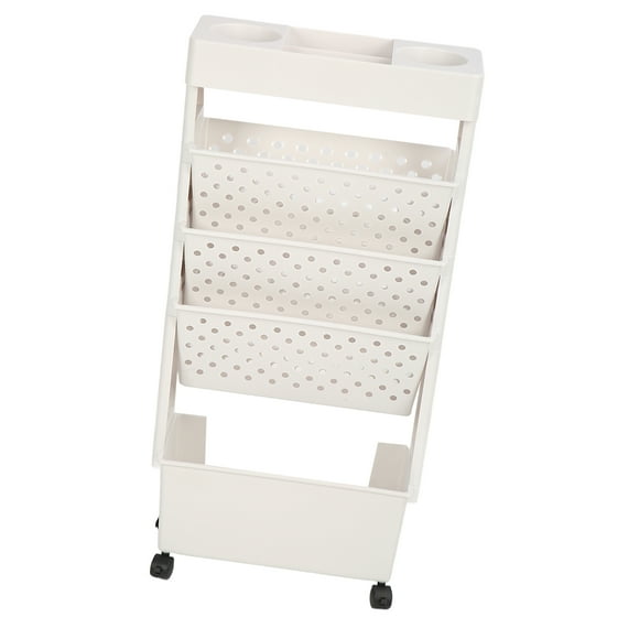 Movable Bookshelf, White Plastic Removable Bookcase Saving Space Rotatable Wide Application for Offices for Bedrooms