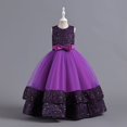 thumbnail image 4 of Vestido infantil con lentejuelas, vestido infantil con lazo, vestido de princesa para niña, vestido de niña de flores para actuación de piano, 4 of 5