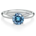 thumbnail image 3 of Gem Stone King 10K White Gold Persian Blue Moissanite Solitaire Engagement Ring for Women | 0.80 Cttw | Round 6MM | Gemstone Birthstone | Size 6, 3 of 6