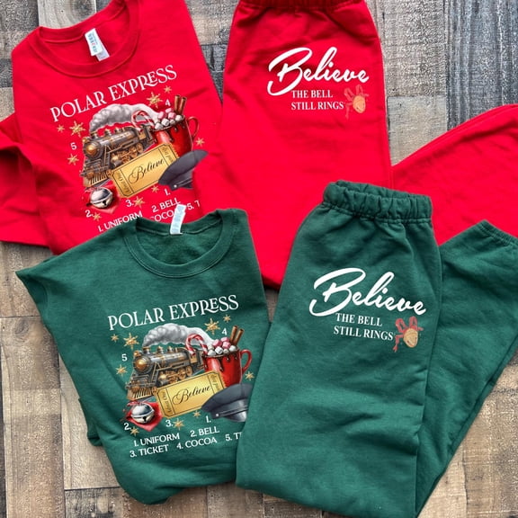 Polar Express TShirt Set Believe Ticket Christmas Sweatpants Classic Xmas Movie TShirt Wom