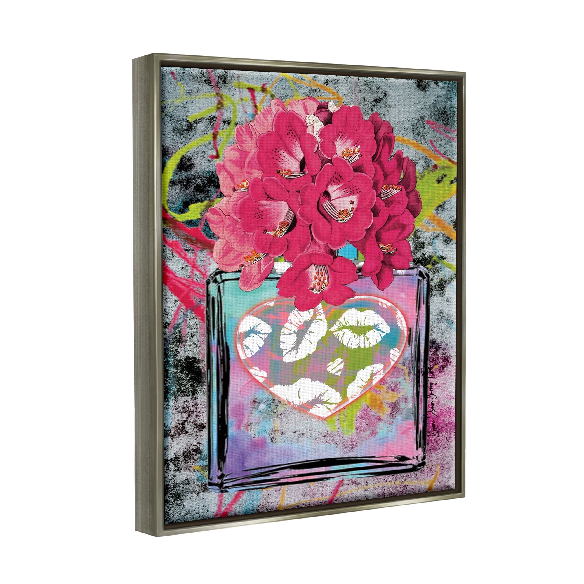 Stupell Industries Urban Glam Lily Bouquet Botanical & Floral Painting Gray Floater Framed Art Print Wall Art, 25 x 31