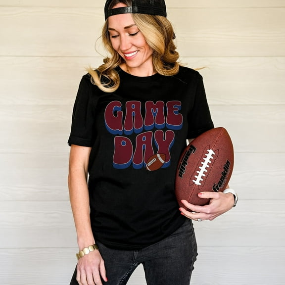 Game Day Football Shirt Garnet and Blue | Game Day Shirt | Game Day Shirt | Game Day Tee | College Football Shirt | Game Day Women's Tee (Colors:White; Sizes:M;)