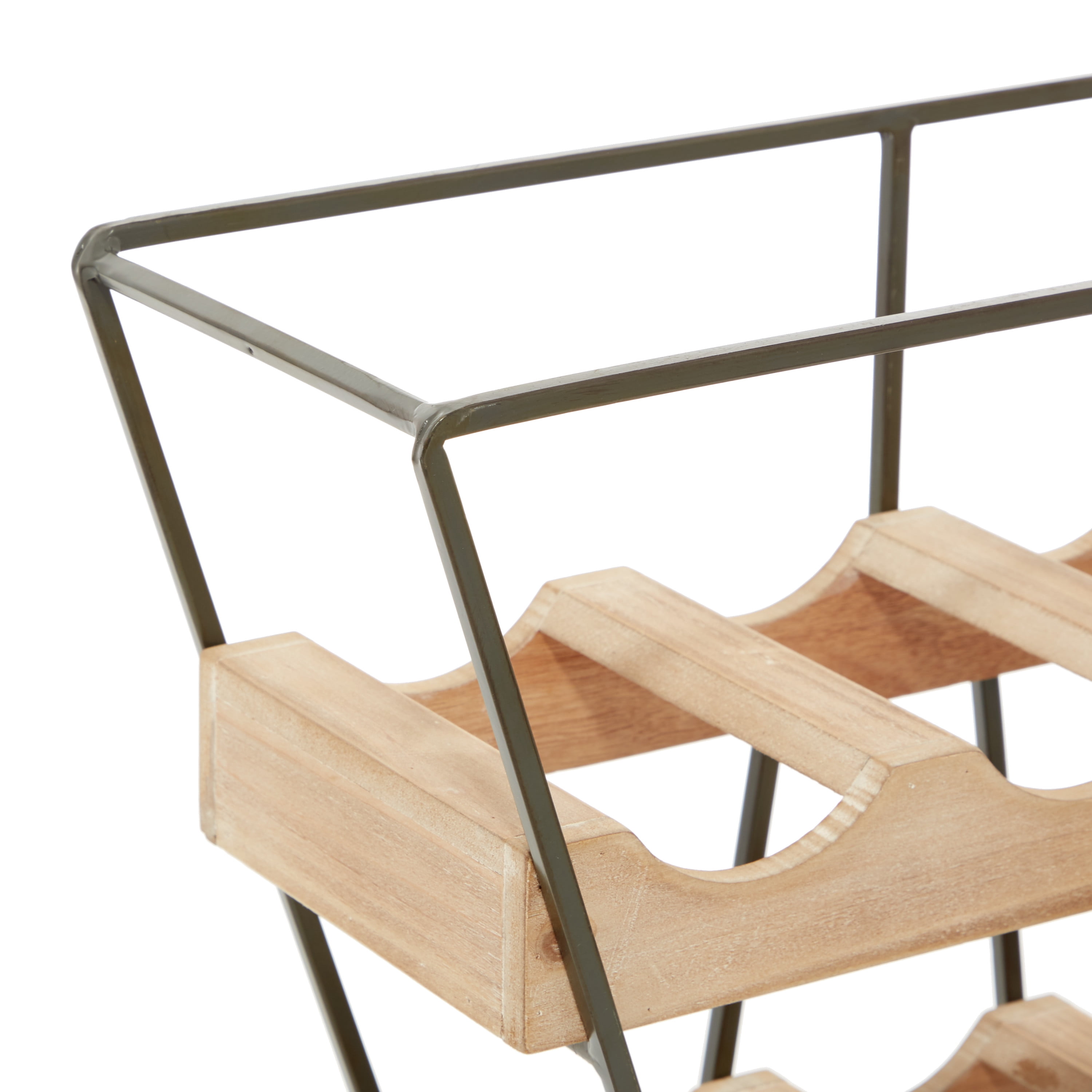 DecMode Wood Industrial Wine Rack, Brown, 19"W, 14"H