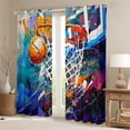 thumbnail image 2 of Castle Fairy Basketball Print Black Out Curtains for Boys Girls,Hippie Graffiti Splash Curtains Pack of 2 (42x63 Each),Sport Gamer Bedroom Curtains,Super Cozy Room Decor, 2 of 6