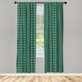 thumbnail image 4 of Ambesonne Boho Window Curtains, Aztec Geometric Motifs, Each 28" W x 84" L, Dark Seafoam Yellow, 4 of 4
