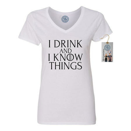 Game of Thrones Drink and Know Things Funny Shirt  Womens V Neck T-Shirt