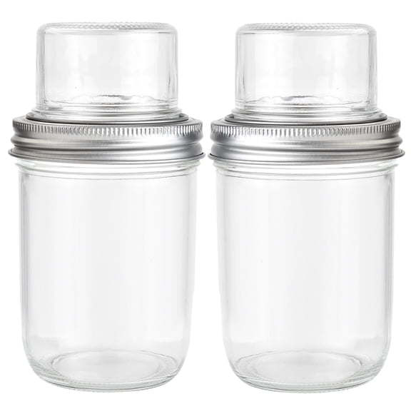 2PCS Overnight Oats Containers with Lids (16oz   4oz), Dual-Layer Glass Yogurt Parfait Cups with Dry & Wet Separation, Portable Meal Prep Jars for Chia Pudding, Cereal & Salad
