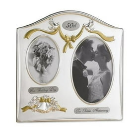 Haysom Interiors Cornice Doppia Placcata Argento Per 30° Anniversario Nozze Di Perla - Con Campanelle E Nastro