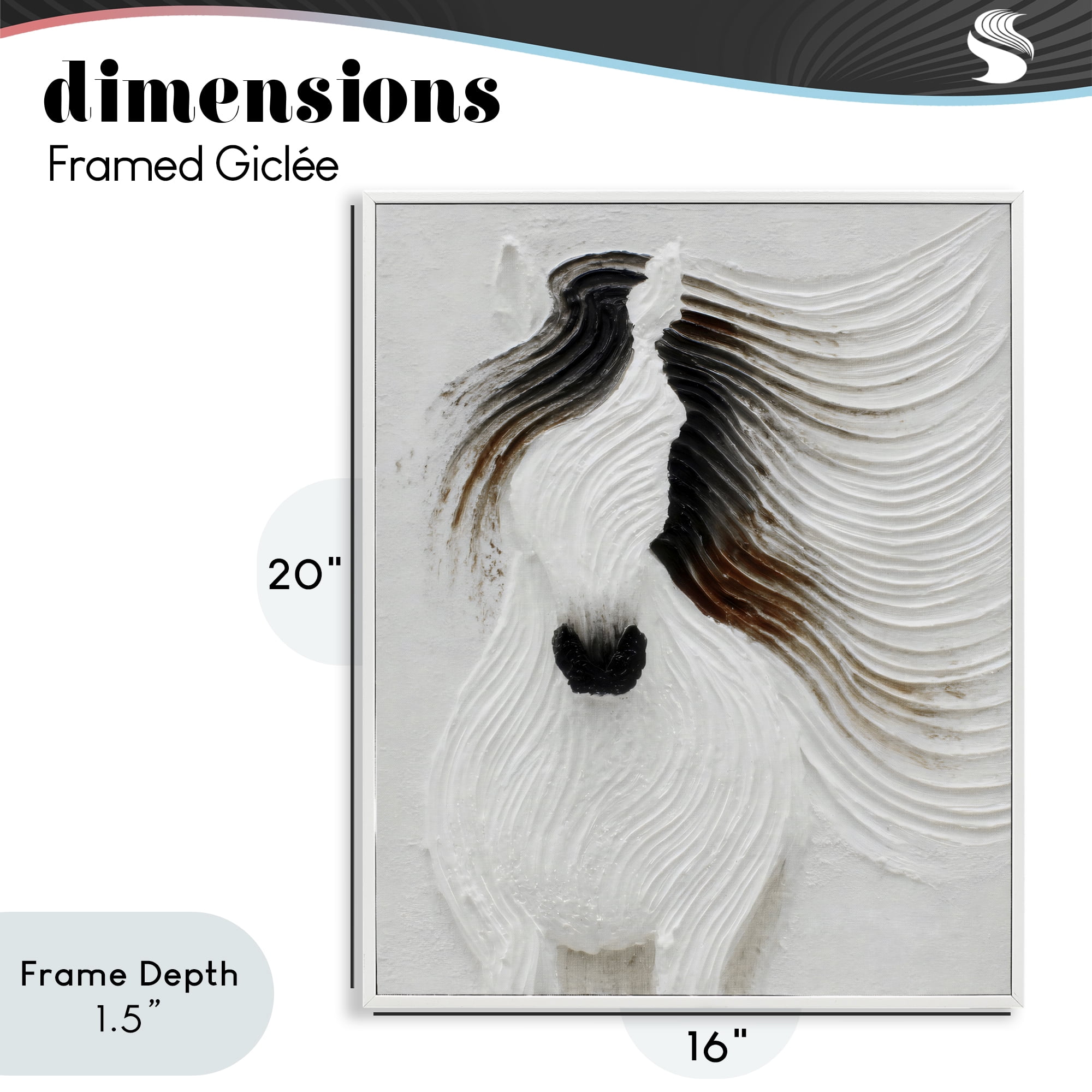Stupell Industries Grooved Horse in Flowing Motion White Framed Giclee Art, design by Ink Drop Loft