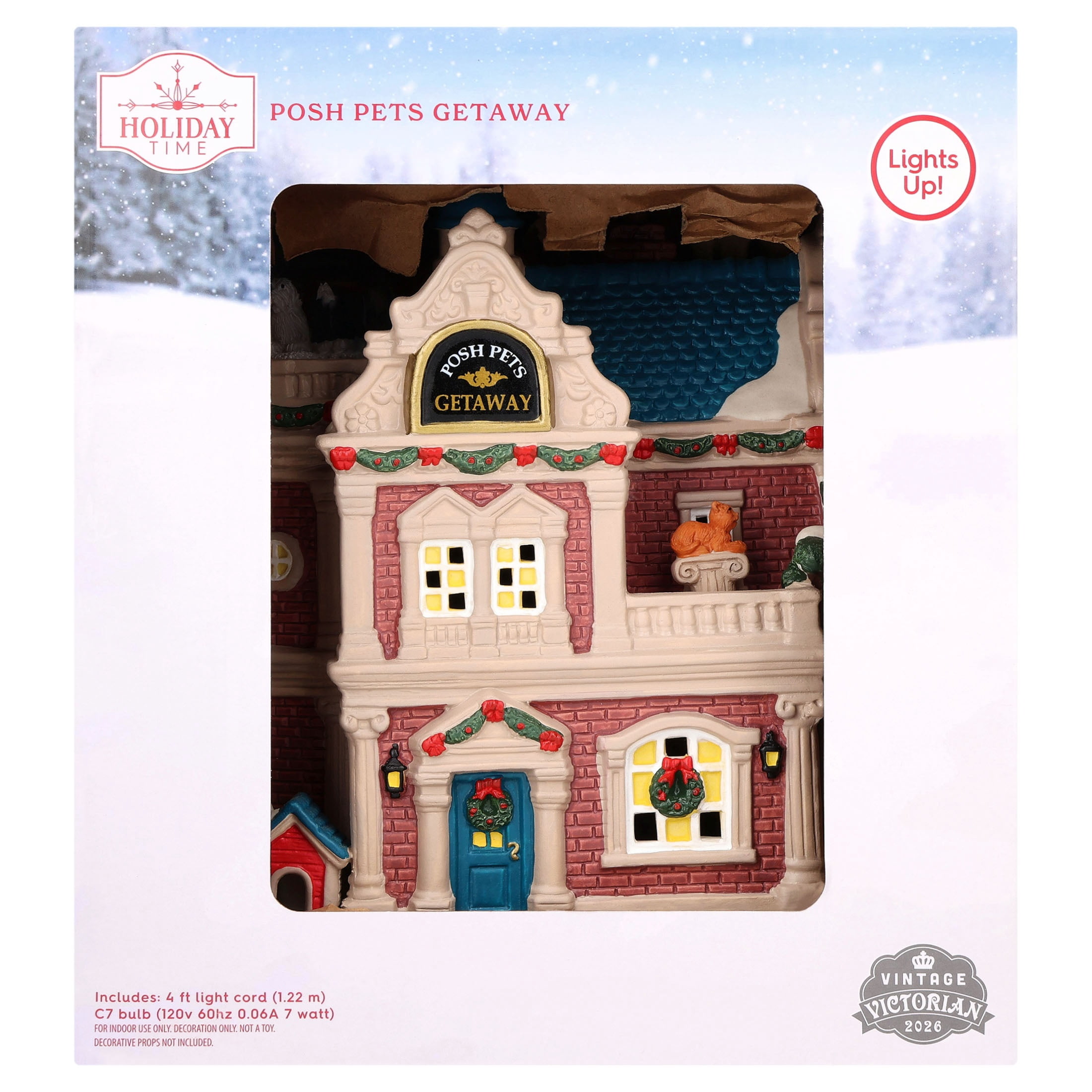 Light-Up Posh Pets Getaway Christmas Village Building, Multicolor, 8.5", by Holiday Time