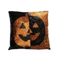 thumbnail image 1 of Halloween decoración Almohada decorativa de lentejuelas para Halloween, reversible, de 16 x 16 pulgadas, con purpurina brillante, cuadrada, para fiesta, 1 of 8