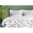 thumbnail image 4 of Ambesonne Music Duvet Cover Sets, Treble Chef Music Melodies, 2-Queen, White Dark Coral, 4 of 7