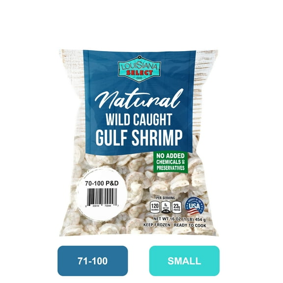 Louisiana Select Wild Gulf Shrimp 71-100 Peeled & Deveined All-Natural, 16oz bag