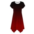 thumbnail image 6 of Kvture Midi Dresses for Women Short Sleeve Crew Neck Vacation Dress Gradient Print Hem Long Dress with Pockets Wine, 6 of 6