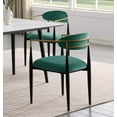 thumbnail image 2 of Modern Stylish Dining Chairs Set of 4 Green Fabric Upholstered Seat Backrest Black Frame Luxury Dining Furniture, 2 of 7